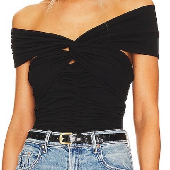 Astr Tops - Astr the label CORNELIA RUCHED OFF SHOULDER BODYSUIT ,Size S